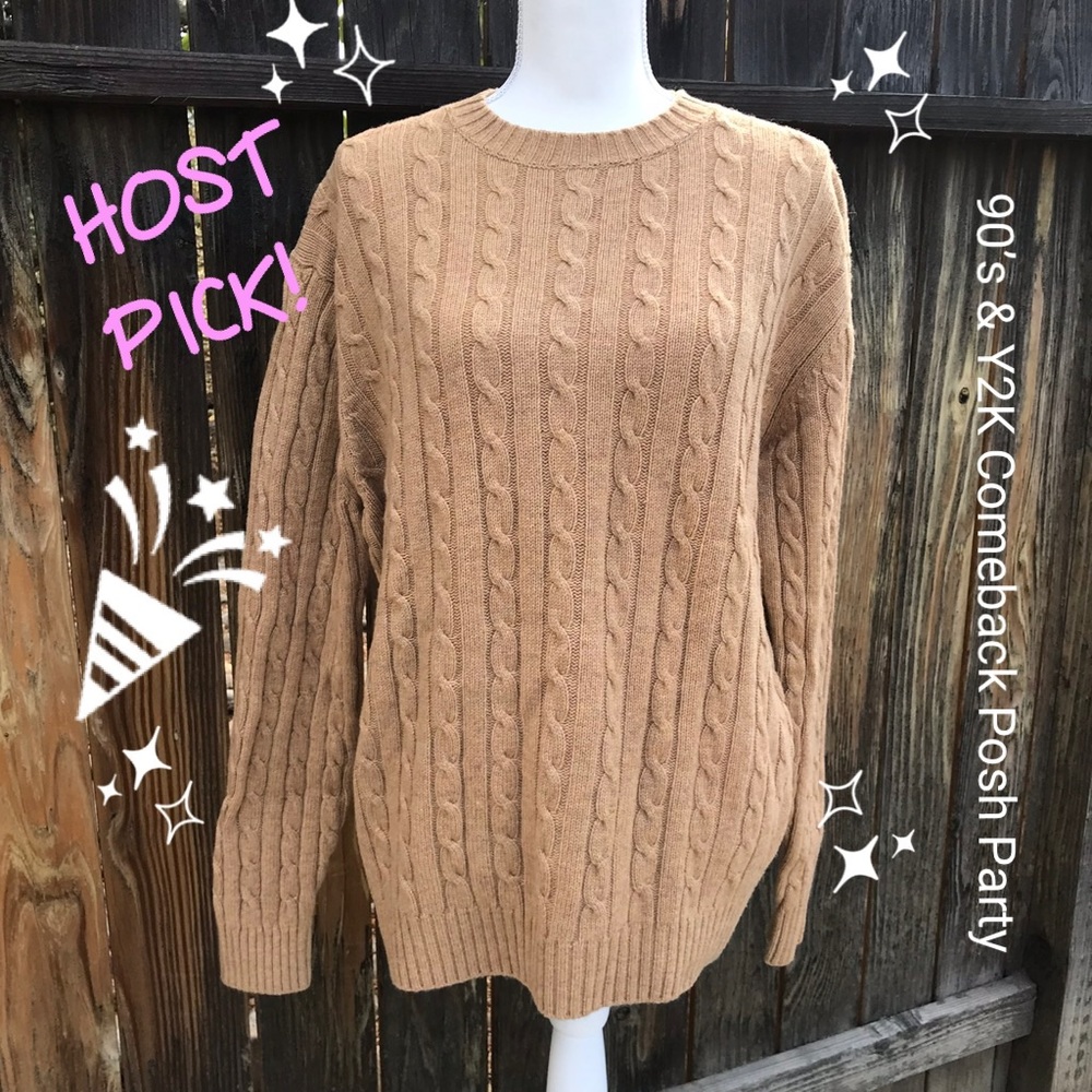 VINTAGE LL Bean Lambs Wool Cable Knit Sweater